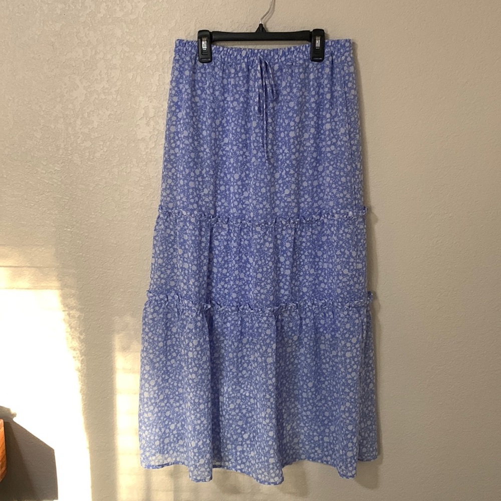Sienna Sky Blue Floral Midi Skirt